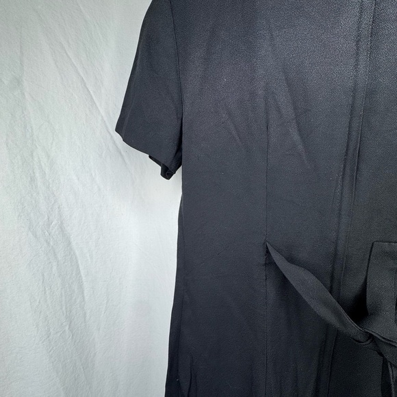 VNTG CrissCross Neckline MIDI Black Shoulder Pad Dress Size Small - Picture 6 of 10